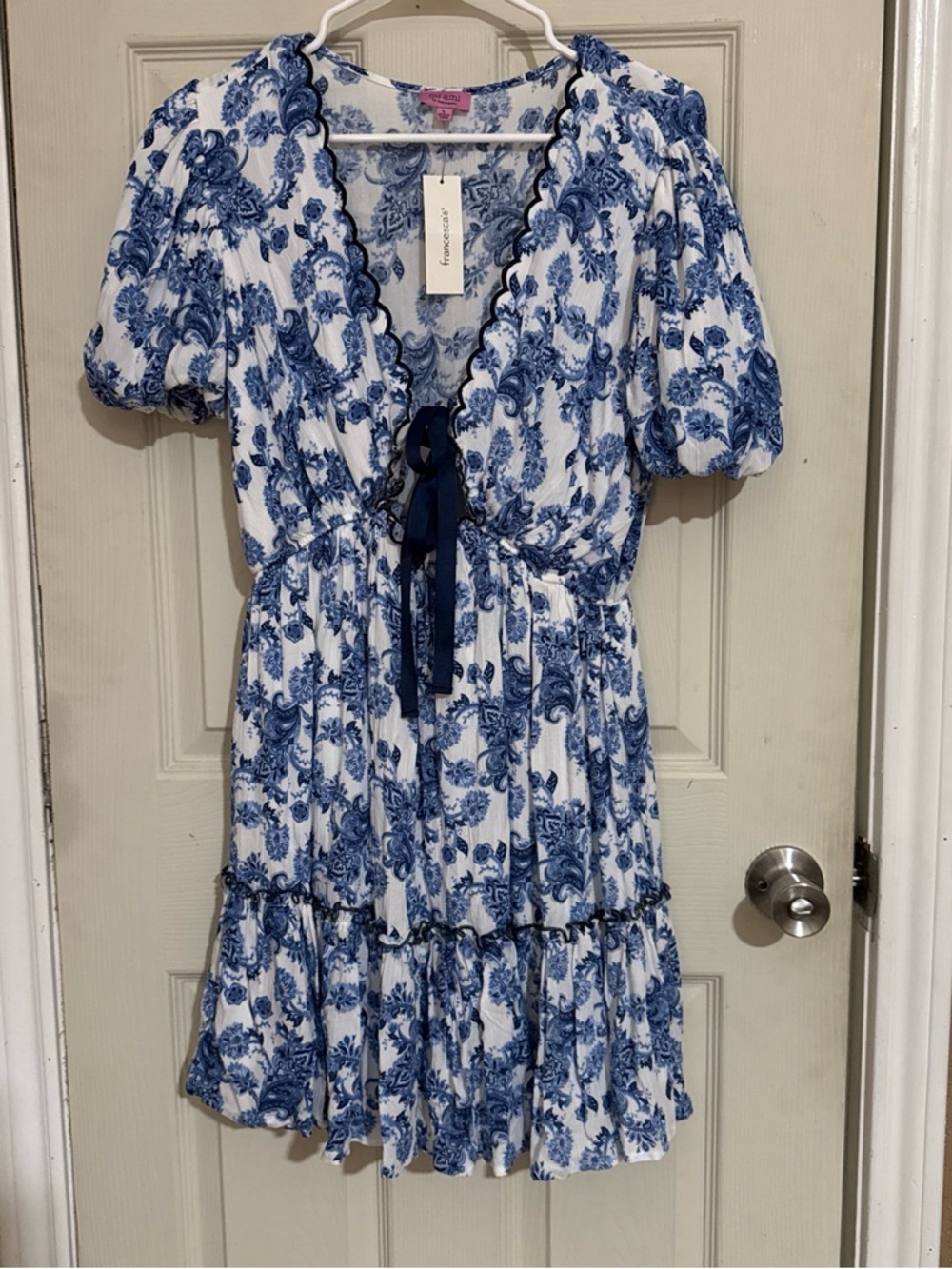 miami Blue & White Floral Tie-Front Mini Dress
